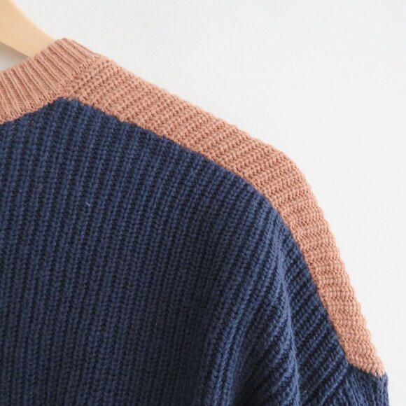 MADEWELL Thompson Pocket Pullover Sweater in Colorblock Heather Timber - Size XS - Picture 14 of 16